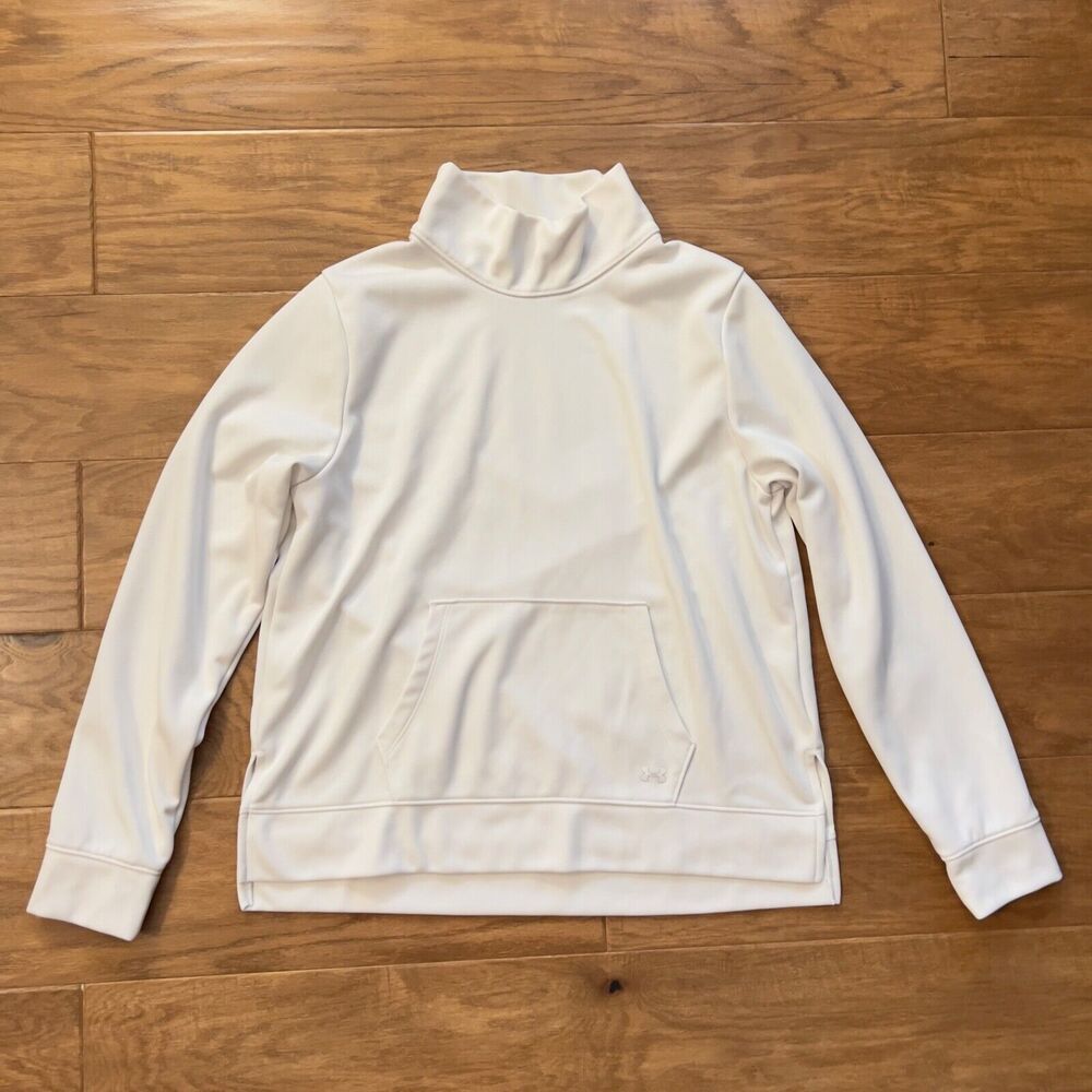 Under Armour Pullover Size L ColdGear Fleece Mock Neck Mirage White Loose Fit